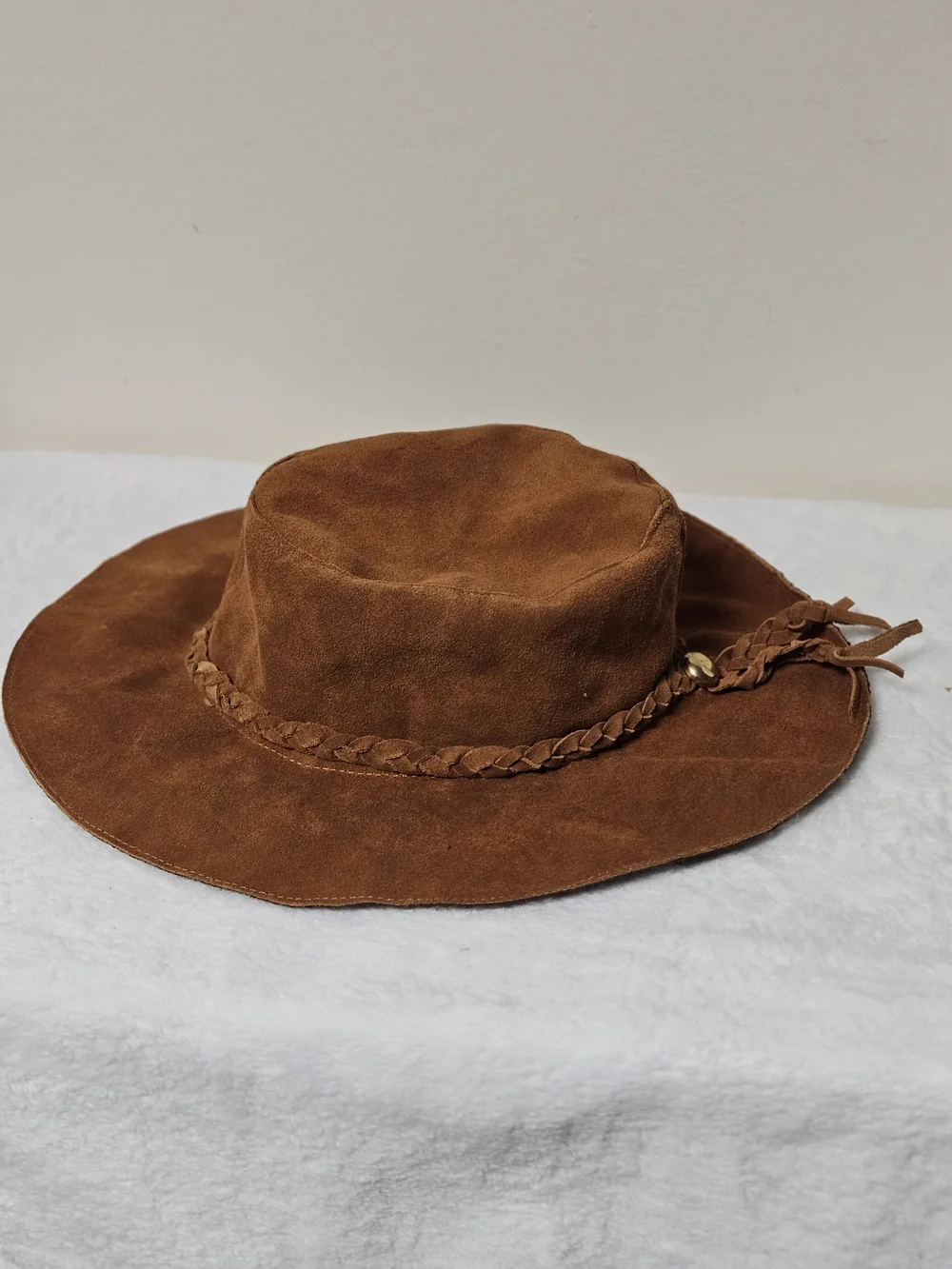Suede Brown Floppy Hat Braided Band Rodeo Western Mexico Boho Cowboy